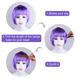 7 Pieces Party Wigs and 7 Pieces Sunglass Set, Neon Short Bob Wig Sunglass Pack Costume Colorful Cosplay Wig Daily Party Hairpieces for Bachelorette Neon Party Favors, Halloween and Decorations