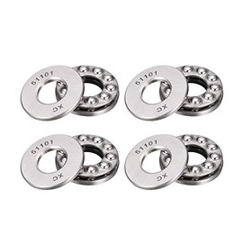 sourcing map 51101 Miniature Thrust Ball Bearing 12mm x 26mm x 9mm Chrome Steel with Washer 4pcs