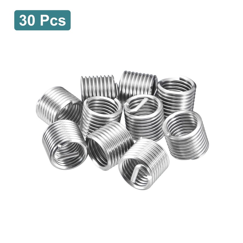 sourcing map 30Pcs Helical Threaded Inserts, M14-2x1.5D 304 Stainless Steel