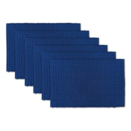 100% Cotton Ribbed Placemats - Set of 6 - 13 x 19 Inches - Royal Blue - Everyday / Thanksgiving / Fall Cloth Table Mats - Thick Construction, Washable & Reusable Cloth Place Mats - by AVKA Studio