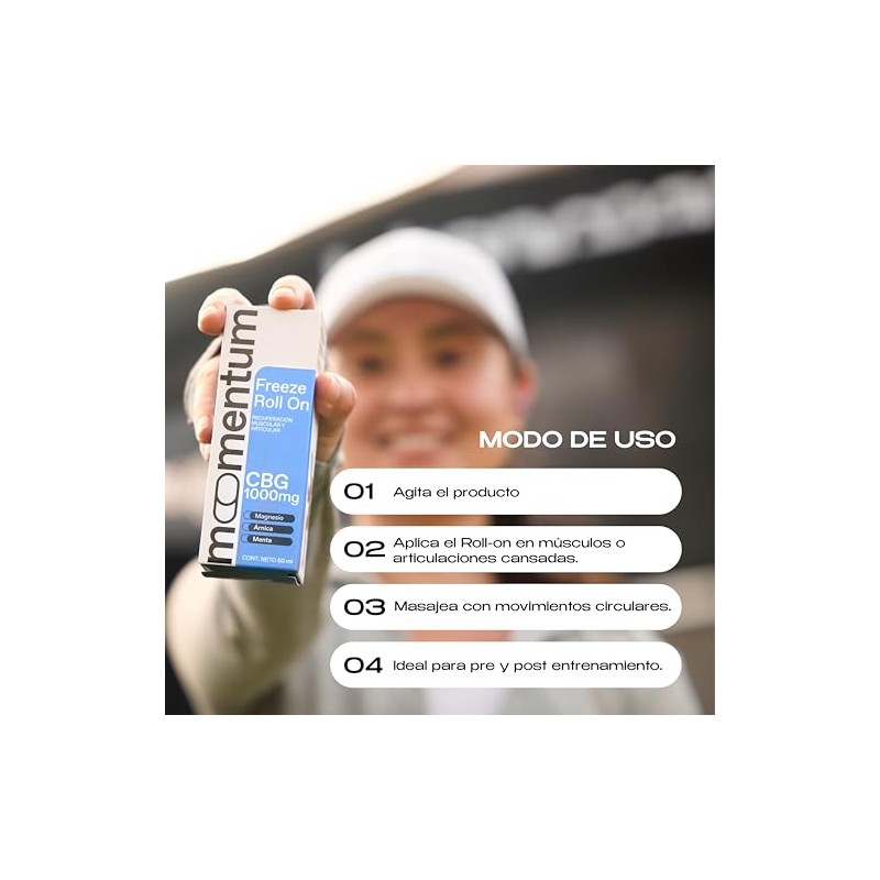 Momentum Freeze Roll on con 100Mg Magnesio, Arnica y Menta,