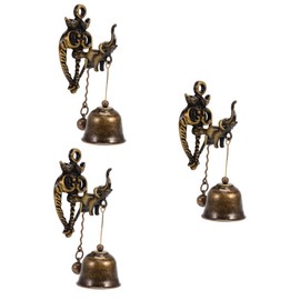 STOBAZA 3pcs Iron Elephant Door Bell Wall Mount Home Ornament Decorative Bell