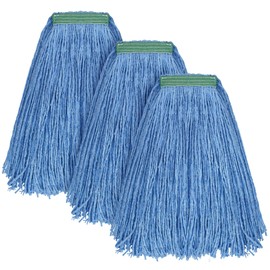 Matthew Cleaning 16oz 3Pack Cotton Floor Mop,Cotton Looped-Open String Heavy Duty String Mop Refills, Universal Headband Blend Mop,Mop Head Replacement for Home, Industrial and Commercial Use(Blue)