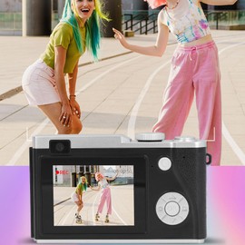 Elprico Digital Camera, 48MP 1080P Retro Digital Camera,16x Zoom Prevent Shaking Digital Camera,Compact Camera for Travel (Black)