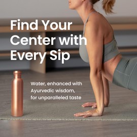 Otiem - Botella de agua de cobre puro de 34 onzas para beber, botella de agua de cobre ayurvédico hecha a mano, tapa a prueba de fugas, recipiente de agua de cobre con acabado suave, botella de agua