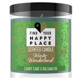 Find Your Happy Place Jar Candle Limited Edition Winter Wonderland Candy Cane and Balsam Fir, 7 oz.