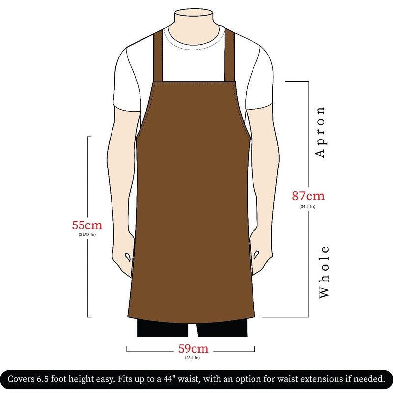 LeatherShire Black Wax Full Grain Leather Bib Apron Butcher Apron