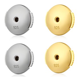 JiaYang 18k White Gold Plated Earring Backs Sterling Silver Earring Backs Replacements Earrings Lifters Back Stoppers for Heavy Studs