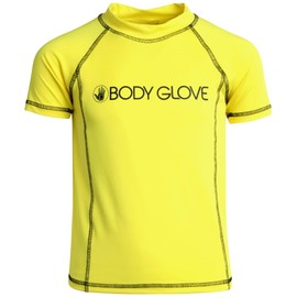Body Glove Rashguard-Shirt für Jungen, LSF 50+, schnelltrocknend, Sonnen- und Sandschutz, Badebekleidung für Kinder (5–14), Gelb, kurze Ärmel, 5