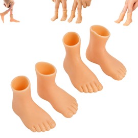 2 Pairs Finger Feet Puppet Tiny Feet, Finger Shoes, Realistic Left and Right Small Feet for Fun, Adults and Teens