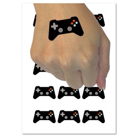Video Game Controller Icon Temporary Tattoo Water Resistant Fake Body Art Set Collection - 54 1" Tattoos (1 Sheet)