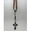 Light Brown Wooden Rosary with Saint St Benedict with Beautiful