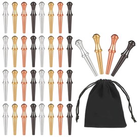 MYTOAU 32pcs Cribbage Pegs, 4 Colors Brass Metal Cribbage Pegs Suitable for 1/8 Hole with Black Storage Bag Easy to Grip Game Pegs for Cribbage Traditional Board Games for Family Friends