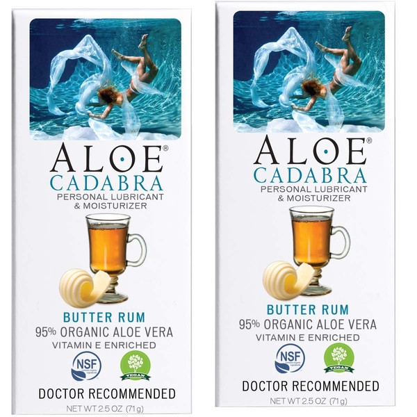 Aloe Cadabra Personal Lubricant, Natural Butter Rum Flavored Lube for Women, Men & Couples, 2.5 Ounce (Pack of 2)