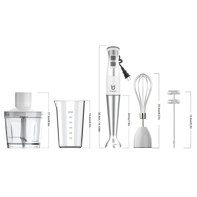 Immersion Hand Blender, UTALENT 5-in-1 8-Speed Immersion Blender with 500ml