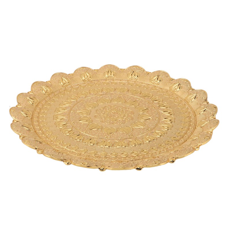Turkish Tea Coffee Serving Tray Vintage Style Embossed Pattern Round