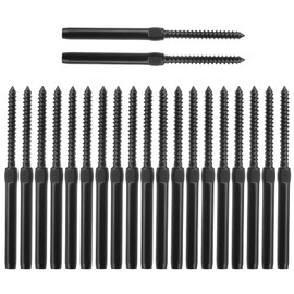 Antrader Black Right&Left Handed Thread Swage Lag Screws for Wood Posts of 3/16" Black Cable Railing Kit,10 Pairs Stainless Steel Left and Right Handed Thread Swage Lag Screws