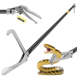 SMOQIO Snake Grabber Tool, 47in Compact Power Snake Tongs, All-Aluminum Alloy Reptile Catcher Grabber with Anti-Slip Grip, Wide Jaw Multi-Function Handling Tool with Lock