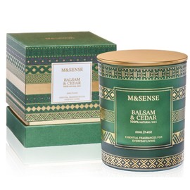 M&SENSE Christmas Candle, Balsam Cedarwood Scented Candles, Soy Candles for Home Scented, Luxury Holiday Candle Gift for Women & Men, 7.4 Oz 45 Hours Long Burning