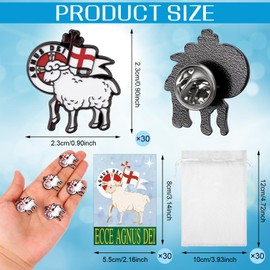 30 Set Lamb of God Lapel Pin Christian Religious Sheep Brooch Pins with Prayer Cards Organza Bags Christian Gifts for Men Collectors Church School Easter Baptism First Communion Christening