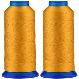 Selric [3000 Yards / 36 Colors Available] Pack of 2 UV Resistant High Strength Polyester Thread #69 T70 Size 210D/3 for Upholstery, Outdoor Market, Drapery, Beading, Purses, Leather (Jeans Yellow)