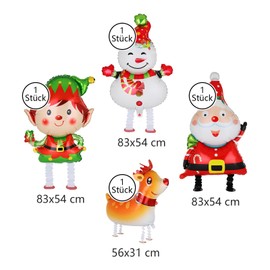 Christmas Walking Foil Balloons Santa Snowman Reindeer Elves Airwalker Balloons Christmas Air Walker Party Decoration