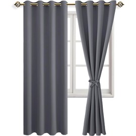 JIUZHEN Cortinas Opacas con Ojales para Dormitorio o salón, 2 Unidades, 245 x 140 cm (Alto x Ancho)