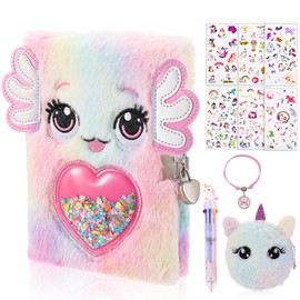 Candcamp Secret Diary with Lock for Girls, Plush Notebook and Pen Set for Girls Fun Lockets Secret Diary Journal Kids Stationery Present