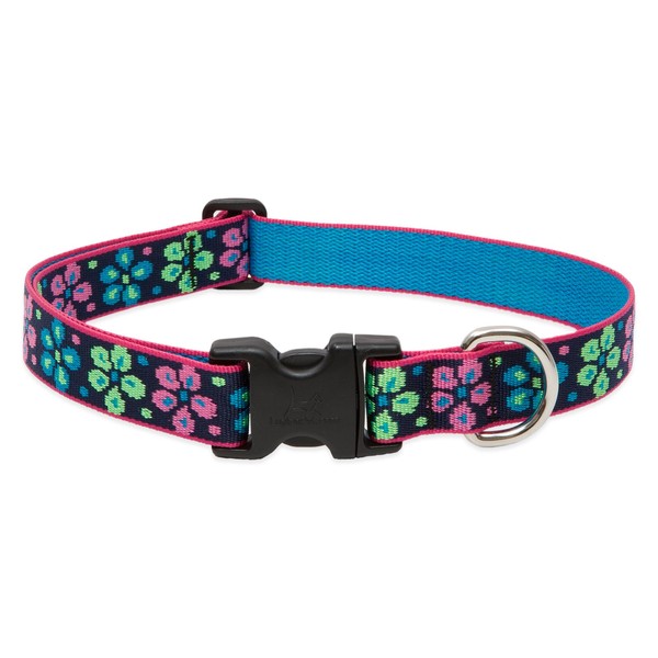 LupinePet Originals 1" Flower Power 16-28" Adjustable Collar for Large Dogs