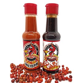 ( 2 pack ) Camananga Salsa Chiltepin Red, Camananga Tepin Red Seafood Sauce Original by Lencho 4x4 and Marisquero from Guasave Sinaloa, 5 oz