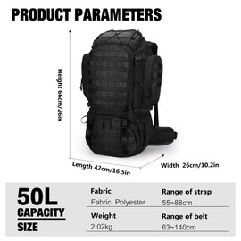 Mardingtop 50L Internal Frame Backpack with Rain Cover for Hiking,Camping,Backpacking,Travel,Outdoor Rucksack