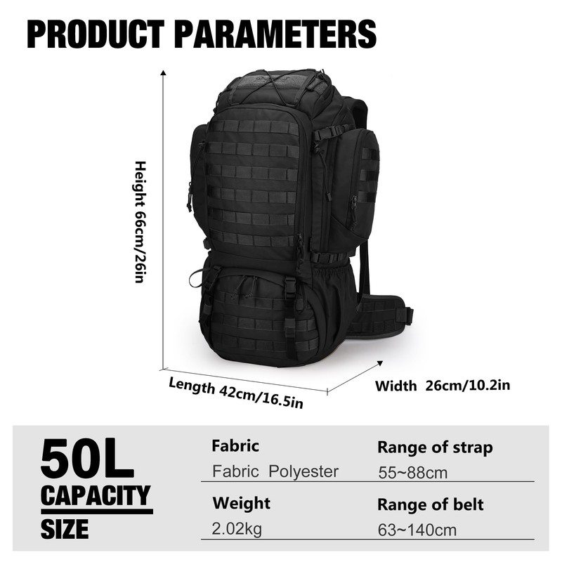 Mardingtop 50L Internal Frame Backpack with Rain Cover for Hiking,Camping,Backpacking,Travel,Outdoor