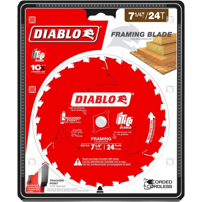 Diablo Framing Saw Blade for Wood - 7-1/4" x 24-Tooth,