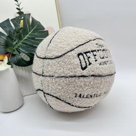 Herfair 3D Offcourt Basketball Kissen 25CM Basketball Pillow Weiches Basketball Plüschball Deko Zimmer Basketball Geschenke Für Jungen Mädchen (weiß)