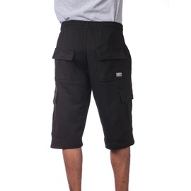 Pro Club Men's Fleece Cargo Short, Black, X-Large