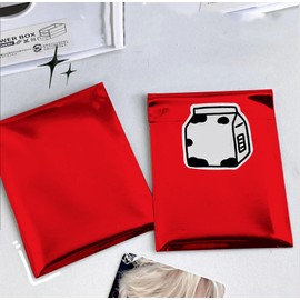 50 Metallic Envelopes with Self Seal Metallic Bags Coloured Envelopes for Gifts, Office and Invitations, Wedding Guests, Cards, Events (Red, Glossy, 10 x 15 cm (Pack of 50))