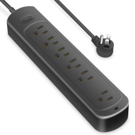 Power Strip Surge Protector Socket, 6 Outlets for Multiple Devices, 10Ft Flat Plug Heavy Duty Extension Cord, Power Delivery Charging Power Strip for Home, Office, Dorm Essentials