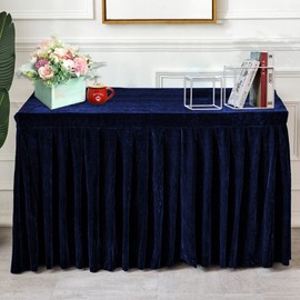 Mantel ajustable azul marino faldas de mesa para mesas rectangulares, mantel de terciopelo resistente a las arrugas para bodas, banquetes, fiestas (62 x 24 pulgadas)