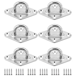 6 pcs Eye Plate Stainless Steel Lashing Eye Wall Eyelet Cover Plate Mast Plate Eyelet Plate Mast Plate for Load Securing Wall Mounting Ceiling Mounting with Dowel M5