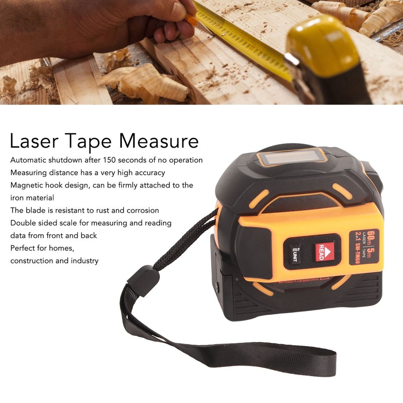 Laser Tape Measure High Accuracy ABS Housing Manganese Steel Digital