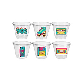 90s Party Cups 90s Birthday Party 90s Party Decorations 90s Party Supplies 90s Party Favors 90's Birthday Party (9 FL. OZ, ONE TIME USE) // (12 SOFT PLASTIC CUPS - NO LIDS)