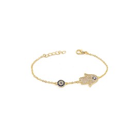 Chain Bracelet Evil Eye Hand Of Fatima Evil Eye Nazar Boncuk Turkish Gold Colour
