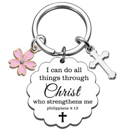 Religious Gifts for Women Faith Based Gifts for Christian Women Christian Decor Bible Verse Cross Keychain I Can Do All Things Through Christ Keyring Bible Accessories for Easter Christmas