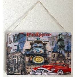 Tin Sign Retro Vintage Metal Poster for Travel Fans Prague City Motif 20 x 30 cm