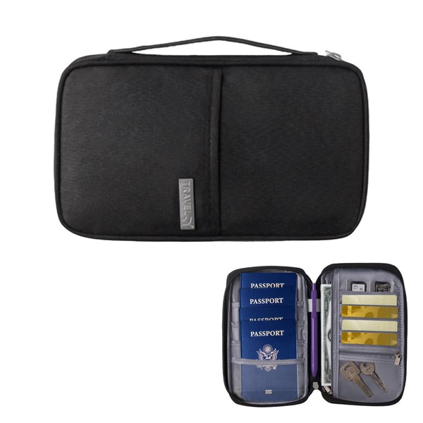 Passport Holder Travel Wallet, Travel Document Holder with Multiple Compartments,