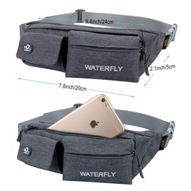 Waterfly Waist Bag Fanny Pack Bum Bag Slim Water Resistant Running Belt for Sport Running Cycling Hiking Walking Dark Grey