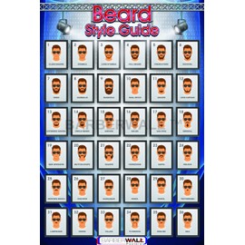 Barber Poster, (24 x 36) inches, Barber shop poster 2018 feature a beard style guide, laminated for durability and fade prevention. This nice and unique barber poster will make your shop POP