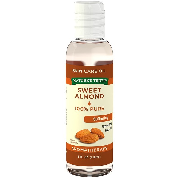 Nature's Truth Aromatherapy Pure Unscented Base Oil, Sweet Almond, 4 Fl Oz
