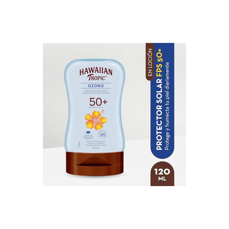 Hawaiian Tropic Ozono Protector Solar 50+ FPS Loción de 120ml