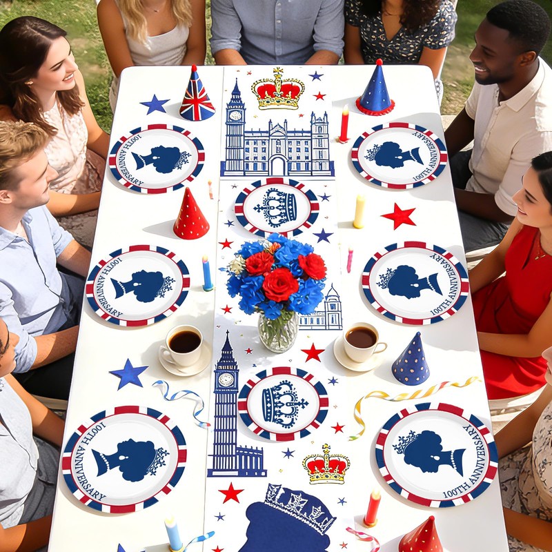 96Pcs Britain UK England Flag Party Decorations, Serves 24
